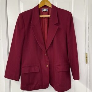Vintage Pendleton Women's Size‎ 16 Made in USA 100% Virgin Wool Burgundy Blazer